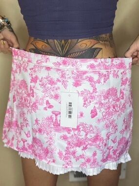 Butterfly Garden Skirt - Beginning Boutique White Pink Floral and Trim Detailing